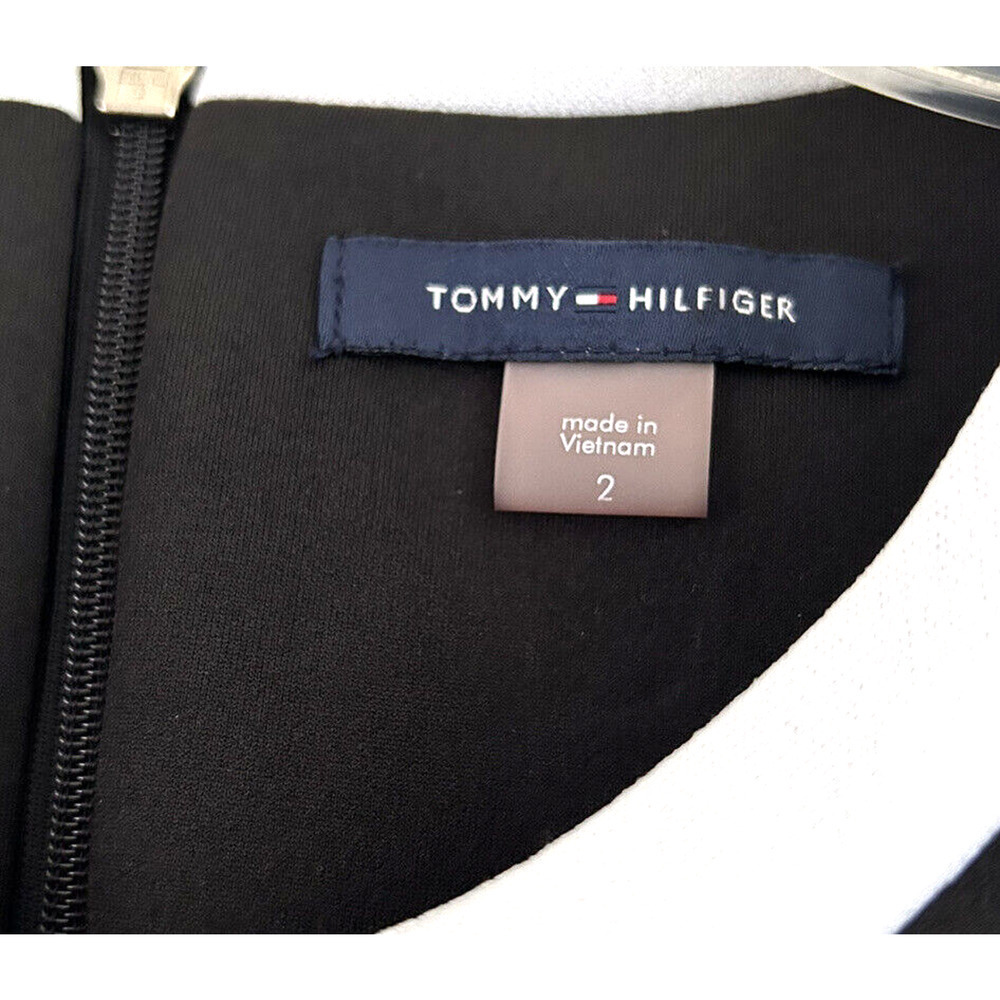 Tommy Hilfiger | Women's Black Sheath Crew Neck Back Zip Dress Size 2 - Picture 8 of 8
